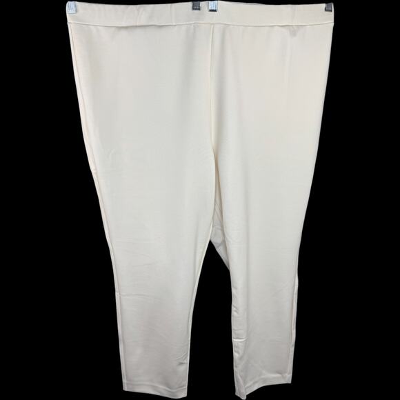 Susan Graver Dark Ivory Ankle Pants 2X Pull-On Stretch Rayon Blend NWOT - Picture 1 of 8
